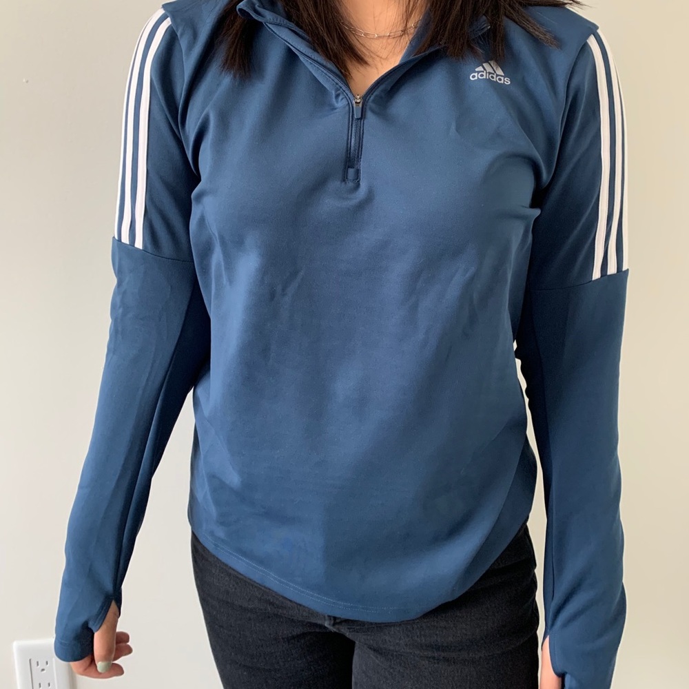 Adidas blue workout 1/4 zip up top